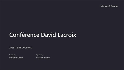Conférence sur L’art de capter et d’inspirer son public par David Lacroix - 16 décembre 2025