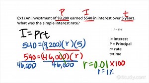How to Find the Rate of a Simple Interest Loan or Investment | Algebra | Study.com