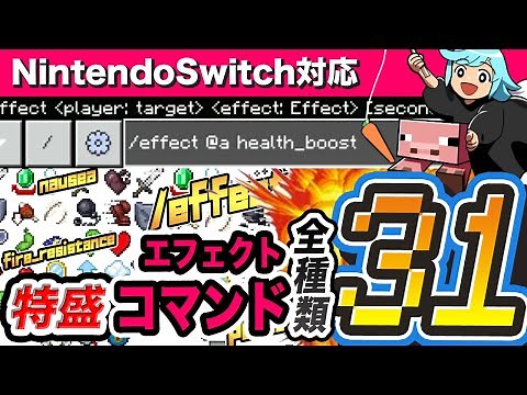 【Switch対応・統合版】簡単！コマンド31種類！エフェクトコマンド紹介！初心者でもOK！effect系 [マインクラフト] [minecraft]