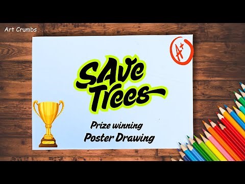 Save trees save life poster|Van mahotsav poster drawing| Easy Tree Plantation Poster School Project