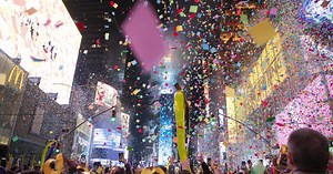 Confetti test in Times Square for New Year's Eve celebration