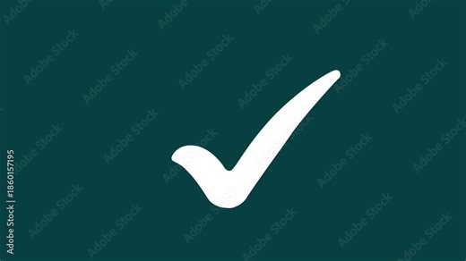 Green Tick mark icon animation on isolated black background. Check mark icon animation. right check mark icon transparent background. Motion graphics of tick mark concept.
