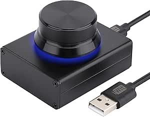 DROK USB Volume Knob, Small PC Computer Speaker Volume Control Audio External USB Volume Control Knob with 1-Key Mute Function Support Win7 8 10 XP Mac Vista Android, Black