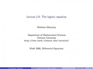 Differential Equations, Lecture 2.8: The logistic equation