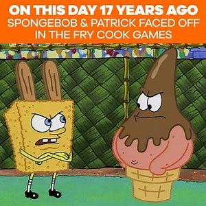 2M views · 987 shares | On this day 17 YEARS AGO, SpongeBob & Patrick faced off in the Fry Cook Games. | Nickelodeon's On This Day | Facebook