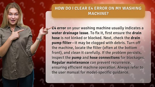 How do I clear E4 error on my washing machine?