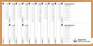 Simplifying Algebraic Expressions Worksheets Pack 1