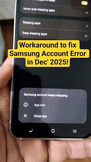Samsung Account Keeps Stopping Error & the workaround to fix #samsunggalaxy