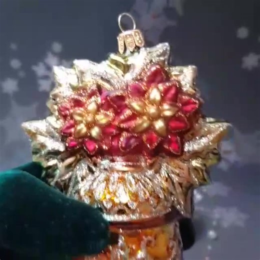 Christmas Glass Ornament: The Golden Poinsettia Bell