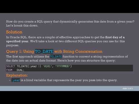 How to Get the 1st Day of the Year with SQL Query in Oracle