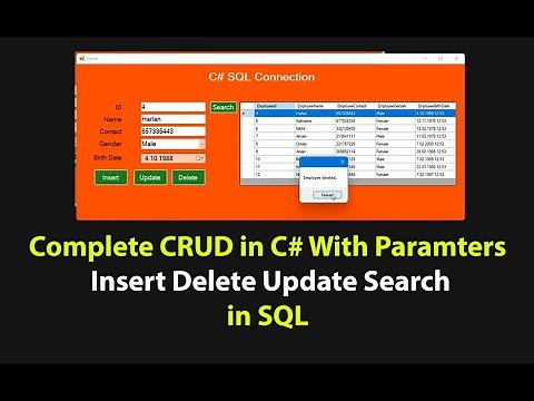 C# Form Application Insert Update Delete and Search in SQL Server - (C# CRUD with Parameters)