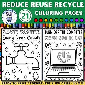 Earth Day Coloring Pages Sheets Reduce Reuse Recycle Posters Activities Crafts