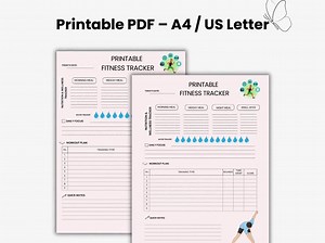 Printable Fitness Planner | Workout & Health Tracker | Exercise Journal PDF