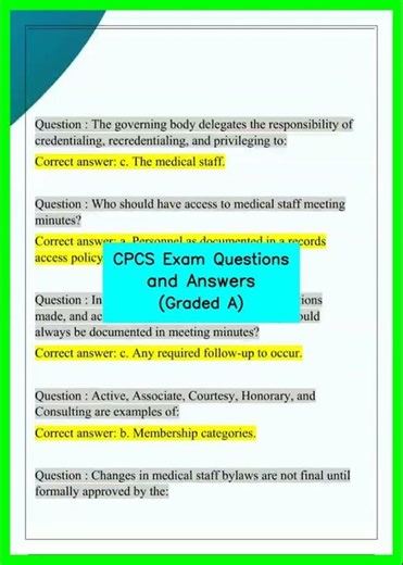 CPCS Exam Questions and Answers Graded A video