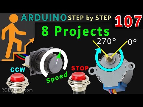 Using 28BYJ-48 Stepper Motor Push button Speed with 8 projects: Ultimate Video Tutorial Lesson 107