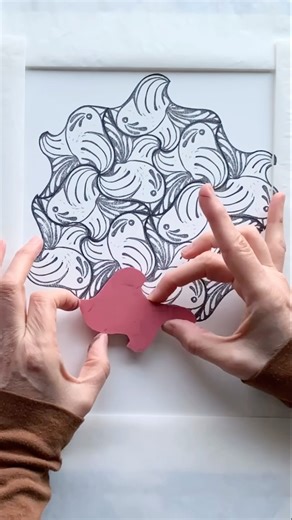 Printing Bird with Fancy Tail tessellation with a hand-carved stamp #art #patternmaking #shorts