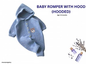 Hooded Baby Romper Knitting Pattern | 3–6 Months | PDF Download | Unisex Garter Stitch Romper With Buttons | Beginner-friendly Baby Outfit - Etsy Australia