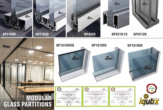 Glass Partition wall system - Modular Aluminium Glazed Partition