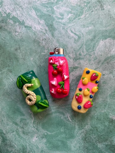Lighter Cases Polymer Clay, Fun & Quirky Unique Gift. Valentines, Fruit, Forest Snakes - Etsy