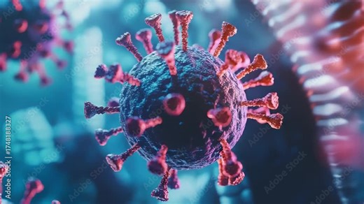 Virus particles multiplying inside human body cell