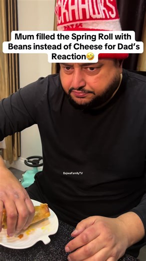 Dad's Reaction to Spring Roll Surprise with Beans