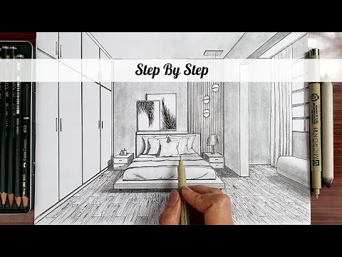 How To Draw A Bedroom In One Point Perspective | Step By Step