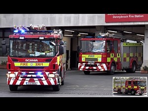 Fire engines in Dublin with siren, lights and horn sounds 🚒