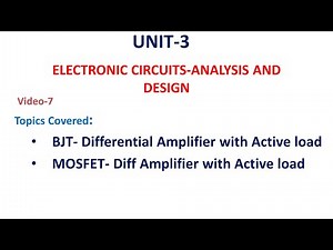 Differential amplifier with active load - BJT & MOSFET | Unit-3-7 | ECA | ECAD