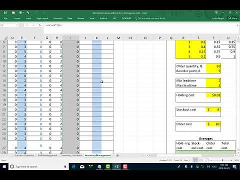 How to perform a Monte Carlo Inventory Management simuation in excel