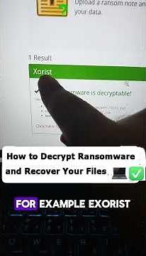 How To Decrypt Ransomware And Recover Your Files #Ransomware #Windows"