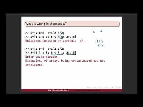 Intro to MATLAB - Week 2 - Addressing matrix elements