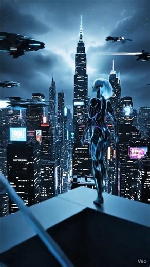 Female Cyborg Runs To See The City #ai #robot #cyborg