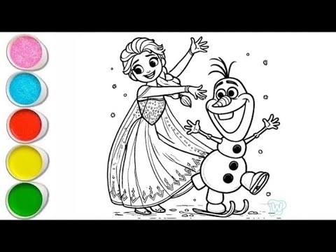 Cute Elsa Frozen Drawing for Kids | Painting & Coloring for Toddlers | Let’s Draw Together