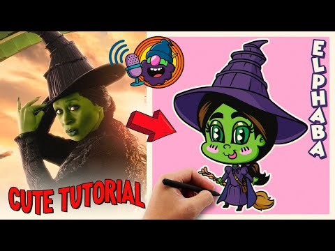 How to Draw Elphaba Wich from Wicked | Cute Chibi tutorial