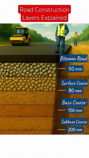 Road Construction Layers Explained | Bitumen Road Structure with Thickness