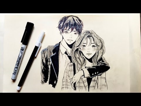 Romantic Couple Drawing | How to draw a Cute Couple | Drawing easy for beginner | Couple drawing I