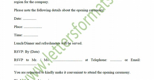 Letter of Invitation to Grand Opening Ceremony (Sample)