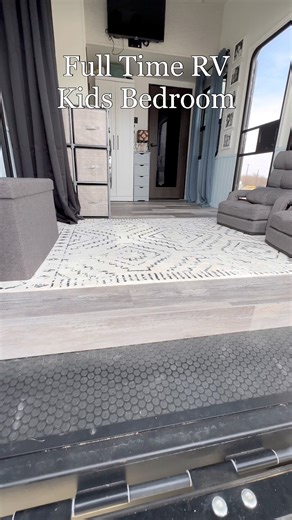 This is still our favorite RV upgrade: Toyhauler turned kids bedroom! Beds are such a waste of space during the day. What’s a better way to take advantage of the floor space than beds that disappear!? Would your kids like this setup? #RVKids #RVKidsRoom #RVKidsBedroom #ToyHaulerUpgrades #UniqueBedrooms | Kidgital Nomads