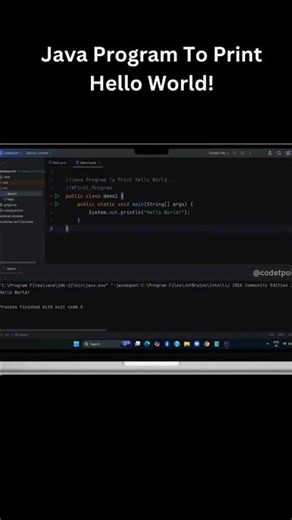 Java program to print hello world!