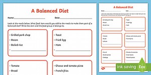Balanced Diet Worksheet