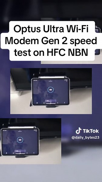 Optus Ultra Wi-Fi Modem Gen 2 speed test on HFC NBN
