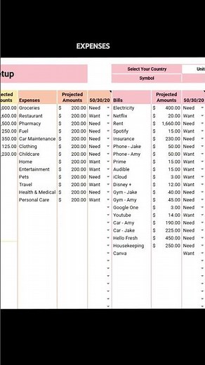 Annual and Monthly Budget Spreadsheet Clean Layout Automatic Totals and Yearly Overview