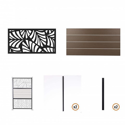 Deckorators Outdoor Privacy Screen Kit with Palm Insert and Brown Panels For In-Ground Installation - The Home Depot