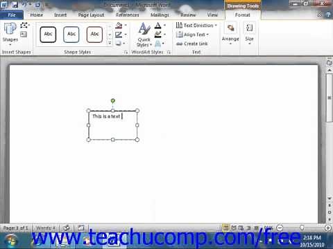 Word 2010 Tutorial Inserting Text Boxes Microsoft Training Lesson 13.4