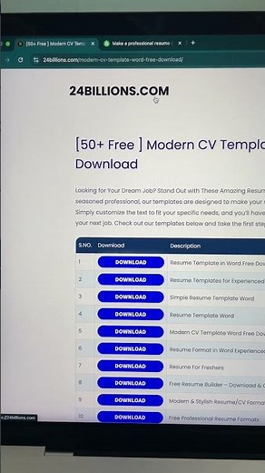 50+Modern Resume Templates Free easy to edit