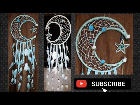 Crescent Moon Dream Catcher | how to make moon dream catcher | DIY