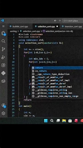 selection sort algorithm | sorting algorithm c++ #sortingalgorithms #sorting #cpp