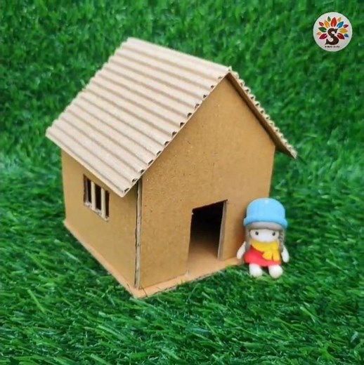 How to make a small Cardboard House Beautifully :: Easy Diy :: SimpleCrafts School Project #shorts