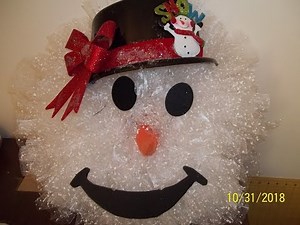 Deco Mesh Wreath snowman wreath tutorial Part #1