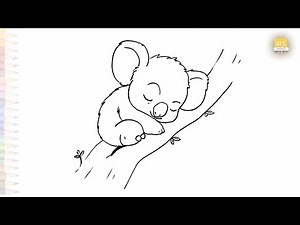 Baby Koala sleeping on the tree drawings | Animal sketching | How to draw A Baby Koala step by step